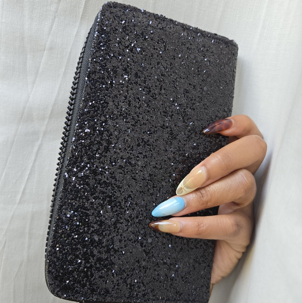 OVS Black Glitter Clutch